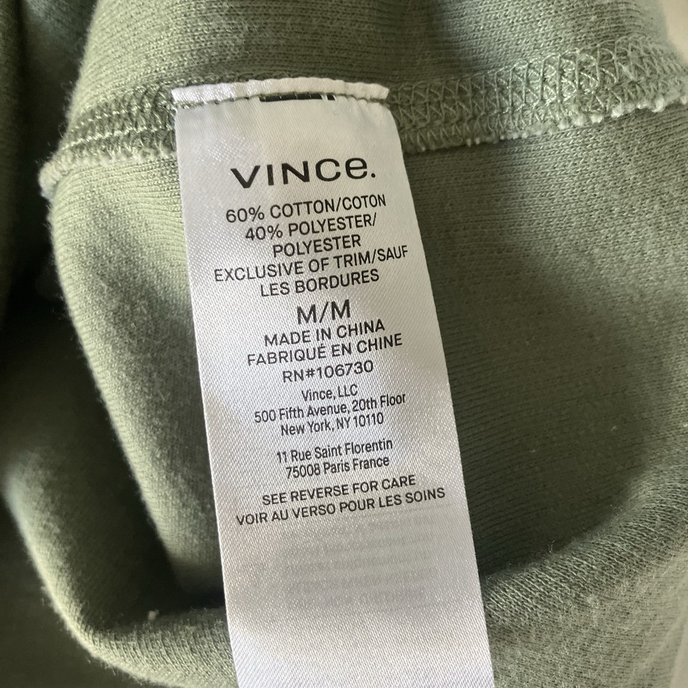 Vince Olive Ribbed Knit Cotton Thermal‎ Long Sleeved Top Size Medium - Picture 3 of 5